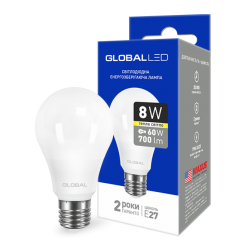 LED лампа GLOBAL A60 8W теплый свет E27 (1-GBL-161)